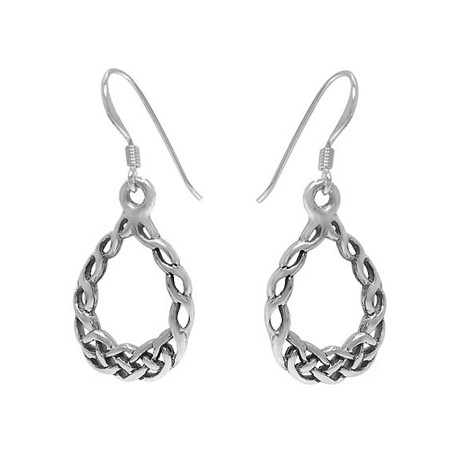 Celtic Open Teardrop Dangle Earrings - Click Image to Close